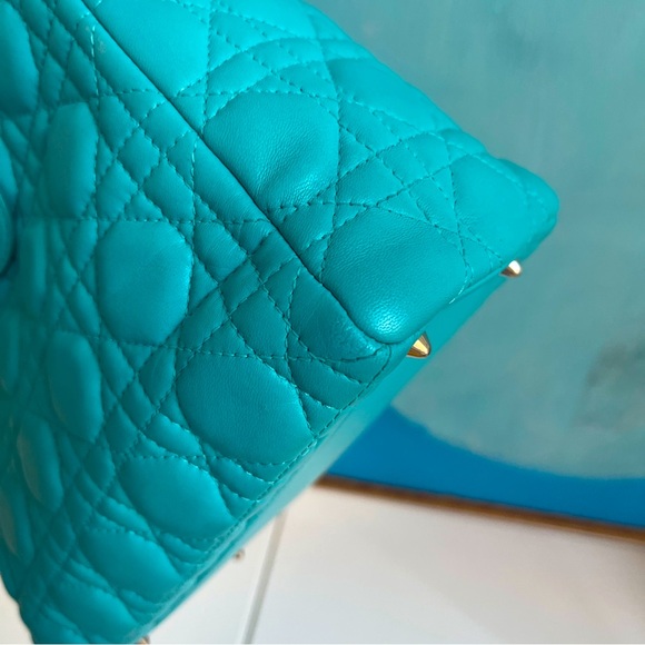 RARE Turquoise Medium Lady Dior in Vintage Style Christian Dior Lambskin - Picture 10 of 16
